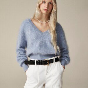 J. Crew brushed cashmere v-neck sweater, M, blue, NWT